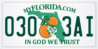 FL license plate 0303AI
