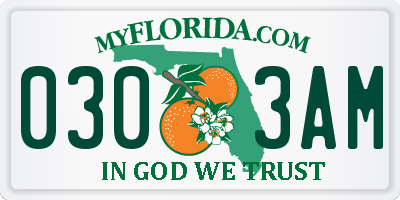 FL license plate 0303AM