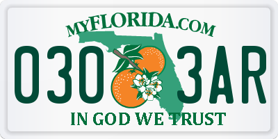 FL license plate 0303AR