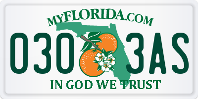 FL license plate 0303AS