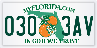 FL license plate 0303AV