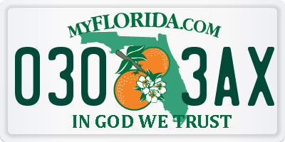 FL license plate 0303AX