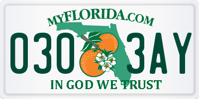 FL license plate 0303AY
