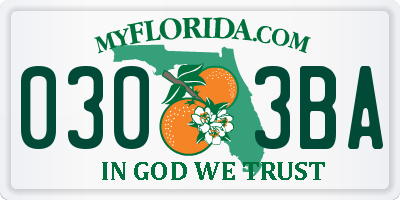 FL license plate 0303BA