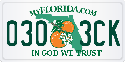 FL license plate 0303CK