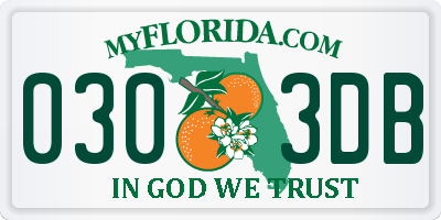 FL license plate 0303DB