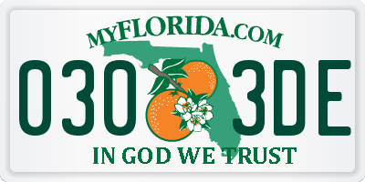 FL license plate 0303DE