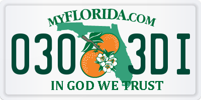 FL license plate 0303DI