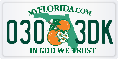 FL license plate 0303DK