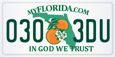 FL license plate 0303DU