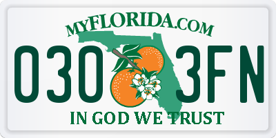 FL license plate 0303FN
