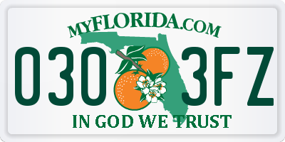 FL license plate 0303FZ