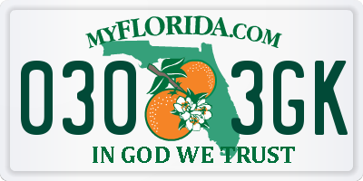 FL license plate 0303GK