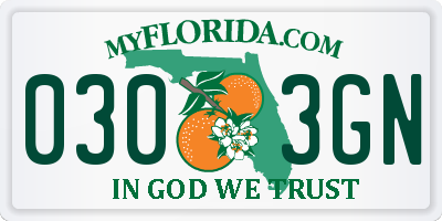 FL license plate 0303GN