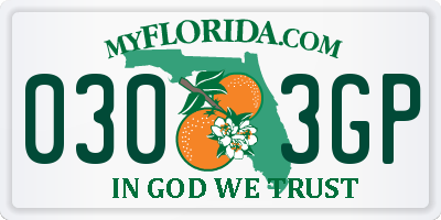 FL license plate 0303GP