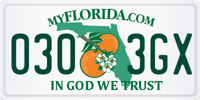 FL license plate 0303GX
