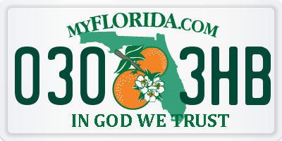 FL license plate 0303HB