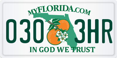 FL license plate 0303HR