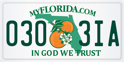 FL license plate 0303IA