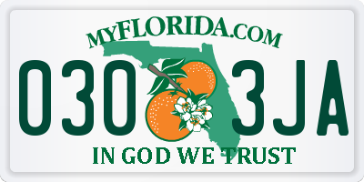 FL license plate 0303JA