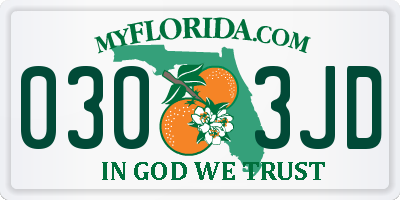 FL license plate 0303JD
