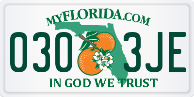 FL license plate 0303JE