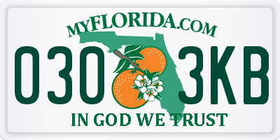 FL license plate 0303KB