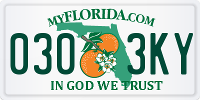 FL license plate 0303KY