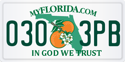 FL license plate 0303PB
