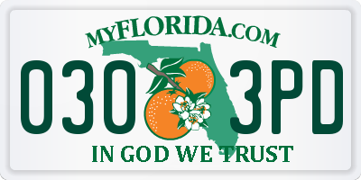 FL license plate 0303PD
