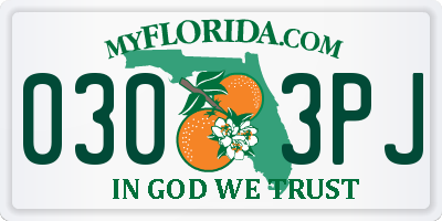 FL license plate 0303PJ