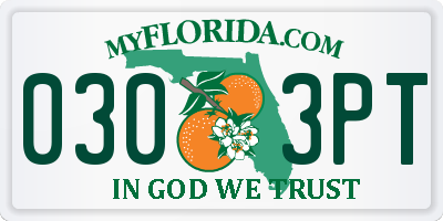 FL license plate 0303PT