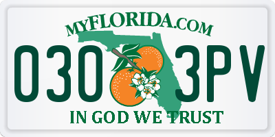FL license plate 0303PV