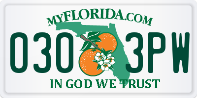 FL license plate 0303PW