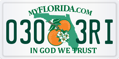 FL license plate 0303RI