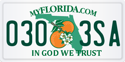 FL license plate 0303SA