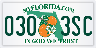 FL license plate 0303SC