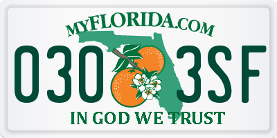 FL license plate 0303SF