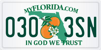 FL license plate 0303SN