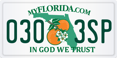 FL license plate 0303SP