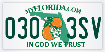 FL license plate 0303SV