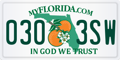 FL license plate 0303SW