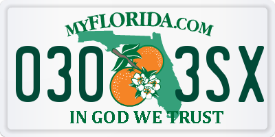 FL license plate 0303SX