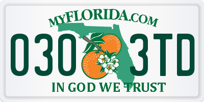 FL license plate 0303TD