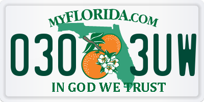 FL license plate 0303UW