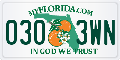 FL license plate 0303WN