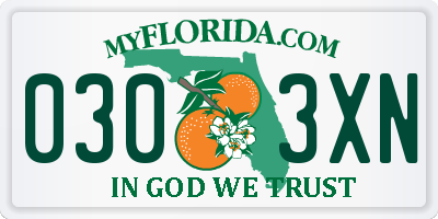FL license plate 0303XN
