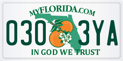 FL license plate 0303YA