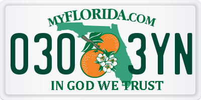 FL license plate 0303YN