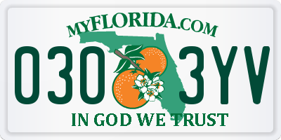 FL license plate 0303YV